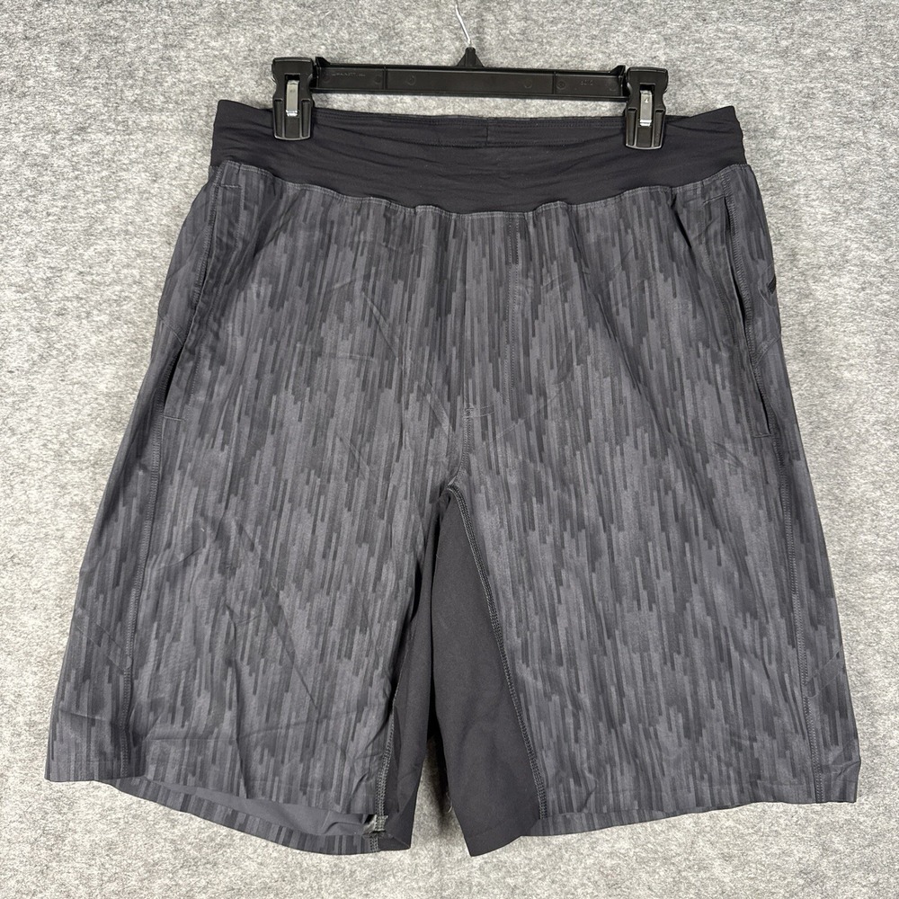 Lululemon Shorts Mens Medium Black Gray Zeroed-in Linerless 8" Geometric Camo